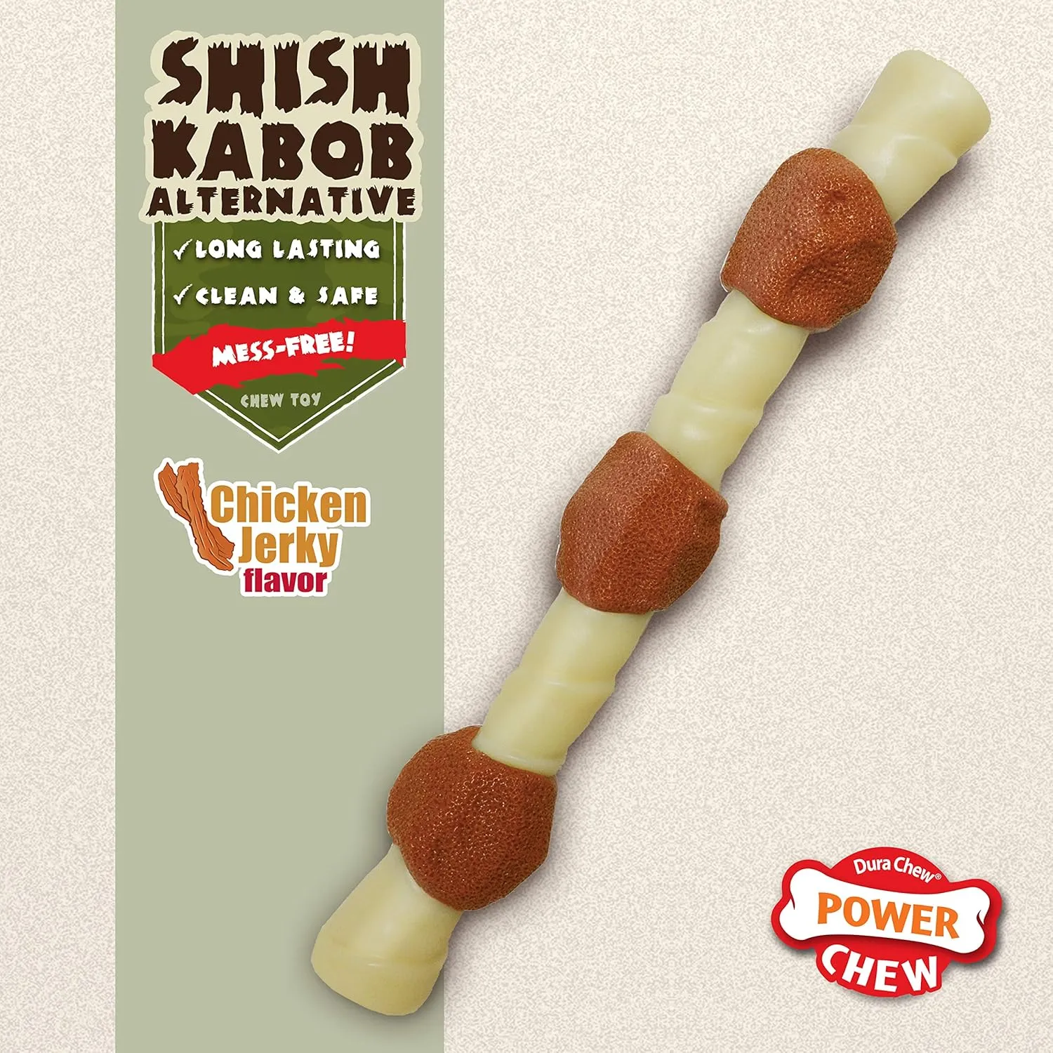 Nylabone Power Chew Shish Kabob Rawhide Alternative Nylon Chew Toy for Dogs, Dog Toys for Aggressive Chewers, Chicken, Large/Giant (1 Count)