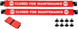 Nylon Bathroom & Restroom Closed for Maintenance Door Barricade Sign with Magnetic & Suction Cup Ends (2 Pack)