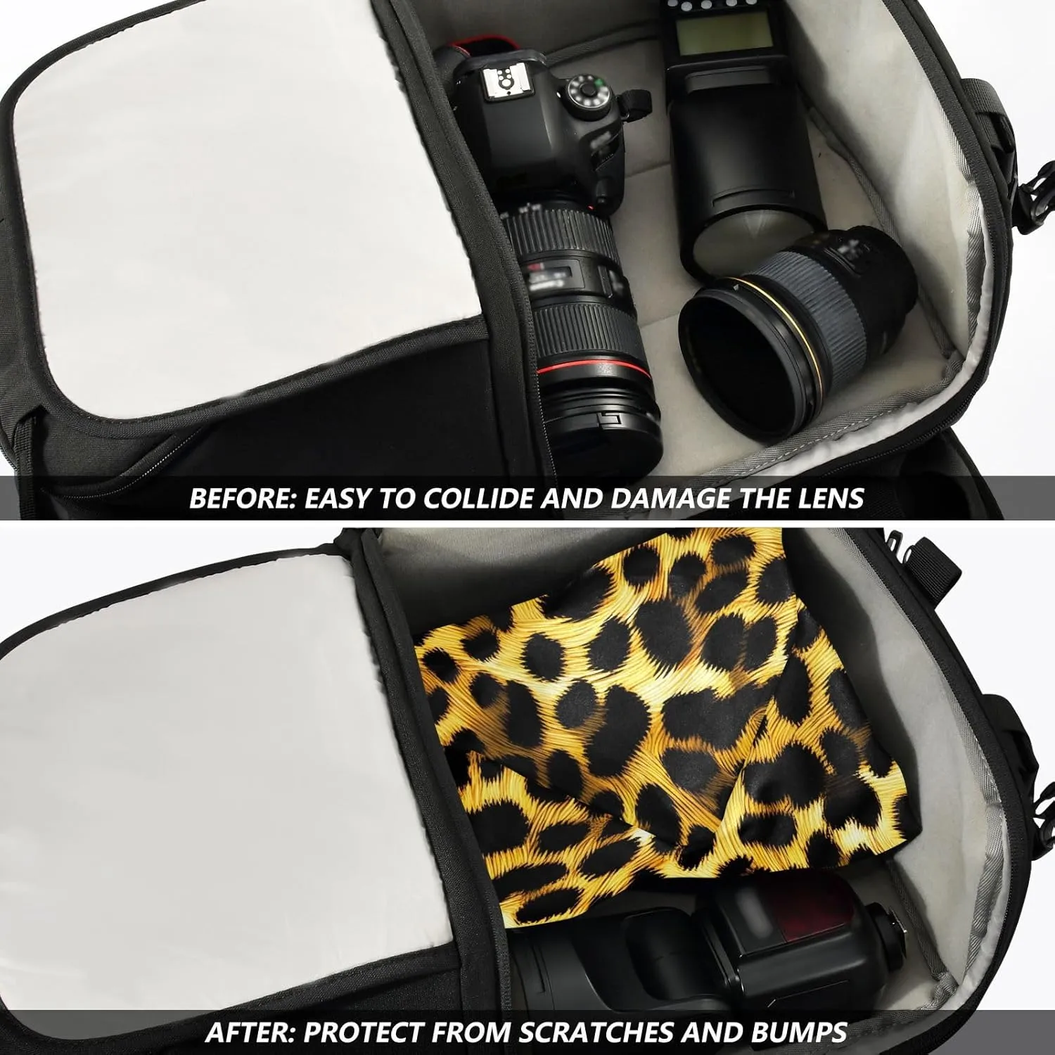 ODAWA Leopard Print Self Adhesive Cloth 21.7X21.7 Inch Magic Flexible Folding Self-Stick Makeup Bag Portable Cosmetic Bag for Travelling
