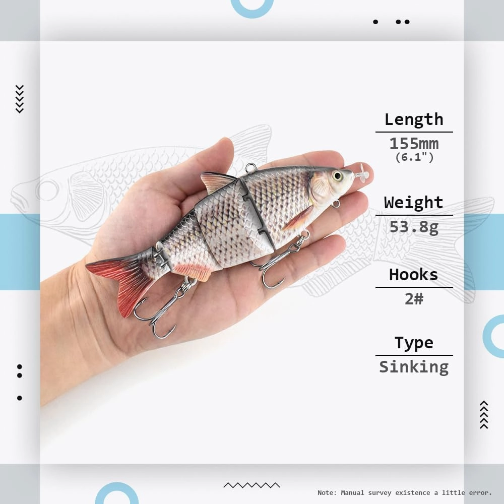 ODS Robotic Fishing Lure Animated Sinking Electric Segmented Bait with Metal Joint for Freshwater and Saltwater