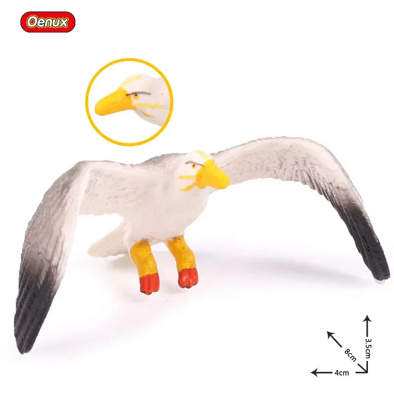 Oenux Classic Bird Animal Flamingos Parrot Sea Mew Peacock Owl Ostrich Model Solid PVC Action Figures Miniature Education Toy