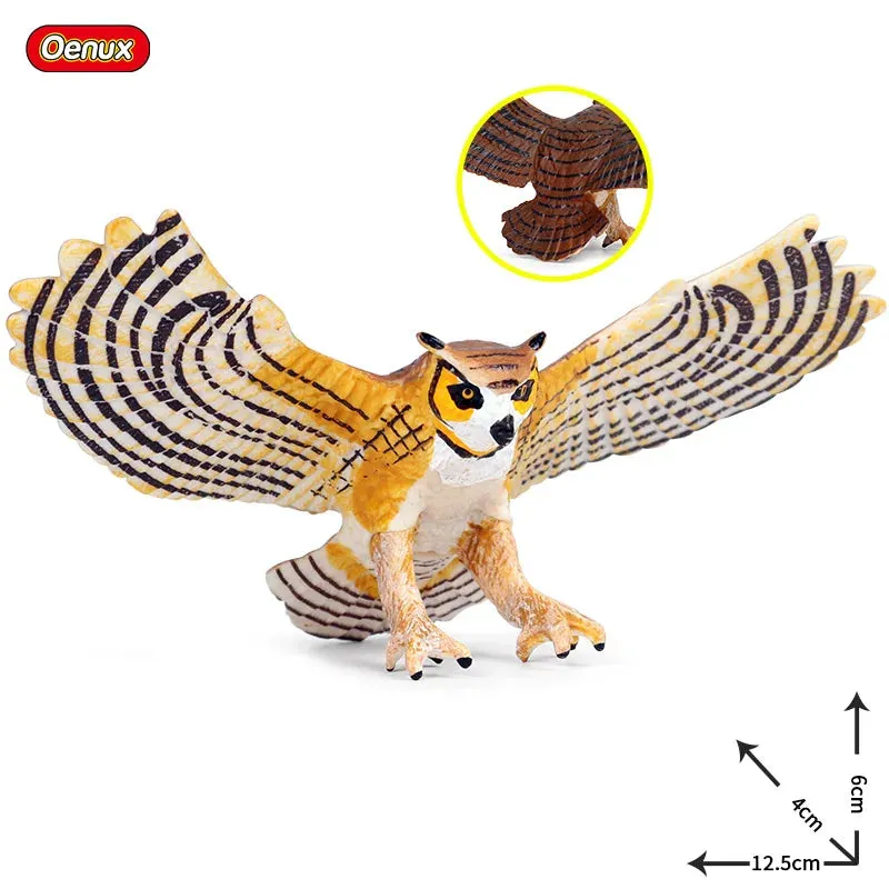 Oenux Classic Bird Animal Flamingos Parrot Sea Mew Peacock Owl Ostrich Model Solid PVC Action Figures Miniature Education Toy