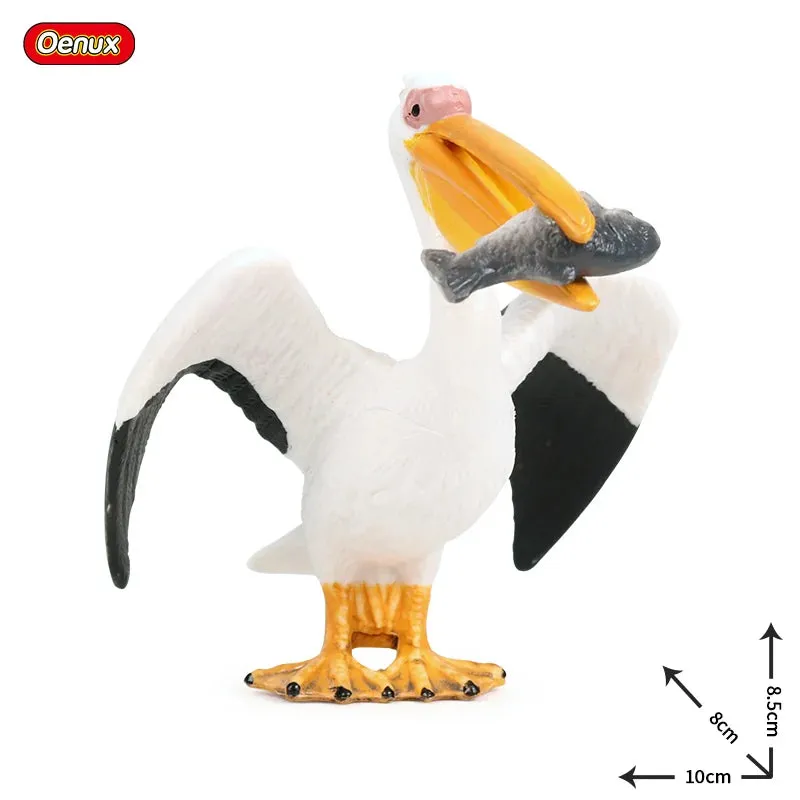 Oenux Classic Bird Animal Flamingos Parrot Sea Mew Peacock Owl Ostrich Model Solid PVC Action Figures Miniature Education Toy
