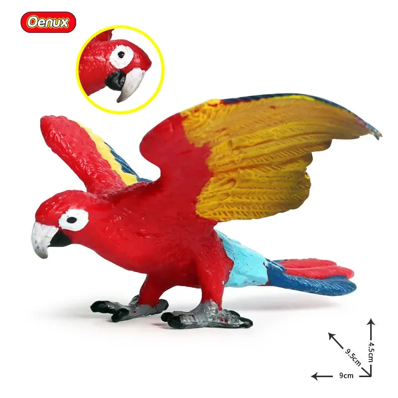 Oenux Classic Bird Animal Flamingos Parrot Sea Mew Peacock Owl Ostrich Model Solid PVC Action Figures Miniature Education Toy
