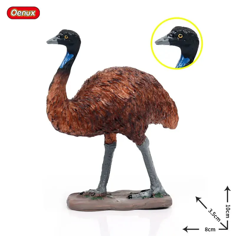 Oenux Classic Bird Animal Flamingos Parrot Sea Mew Peacock Owl Ostrich Model Solid PVC Action Figures Miniature Education Toy