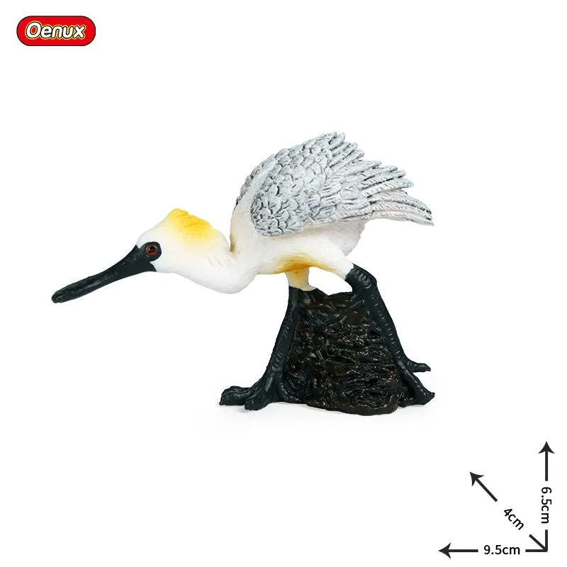 Oenux Classic Bird Animal Flamingos Parrot Sea Mew Peacock Owl Ostrich Model Solid PVC Action Figures Miniature Education Toy
