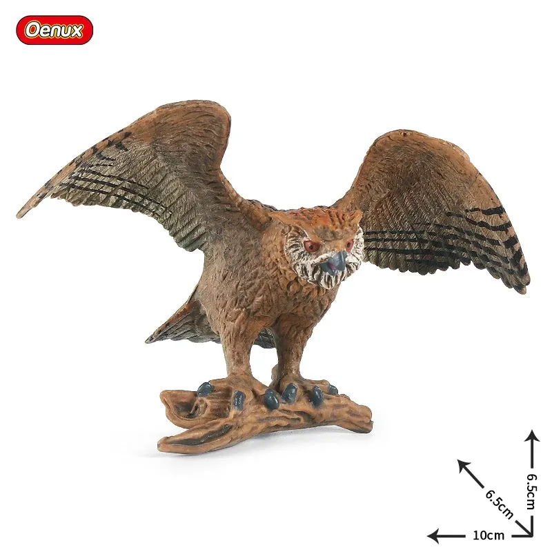 Oenux Classic Bird Animal Flamingos Parrot Sea Mew Peacock Owl Ostrich Model Solid PVC Action Figures Miniature Education Toy