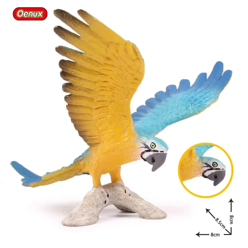 Oenux Classic Bird Animal Flamingos Parrot Sea Mew Peacock Owl Ostrich Model Solid PVC Action Figures Miniature Education Toy