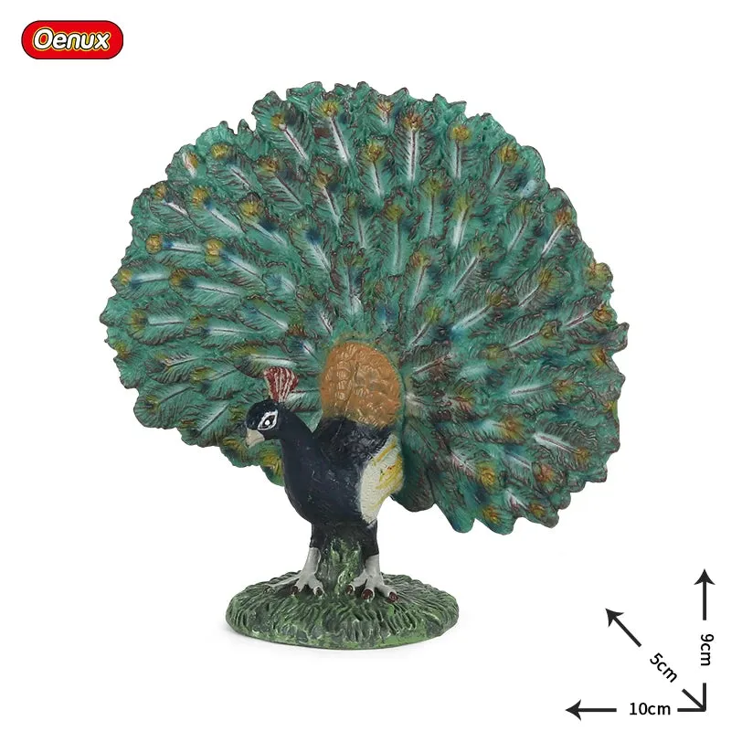 Oenux Classic Bird Animal Flamingos Parrot Sea Mew Peacock Owl Ostrich Model Solid PVC Action Figures Miniature Education Toy