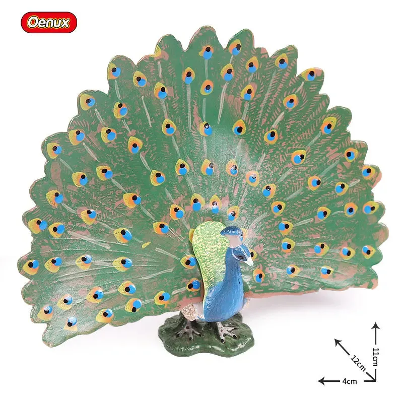 Oenux Classic Bird Animal Flamingos Parrot Sea Mew Peacock Owl Ostrich Model Solid PVC Action Figures Miniature Education Toy
