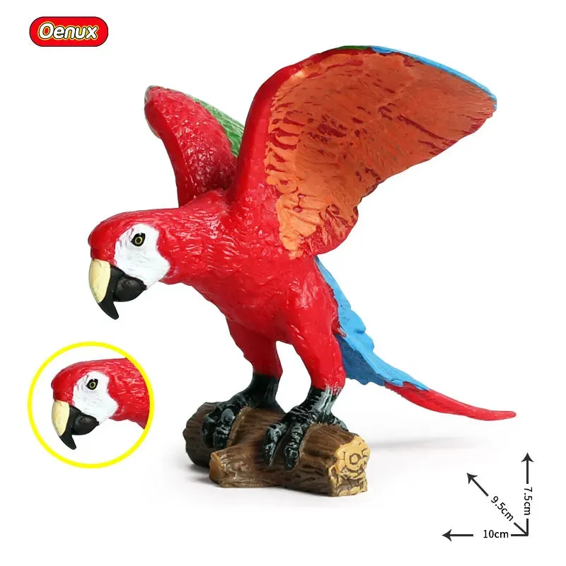 Oenux Classic Bird Animal Flamingos Parrot Sea Mew Peacock Owl Ostrich Model Solid PVC Action Figures Miniature Education Toy