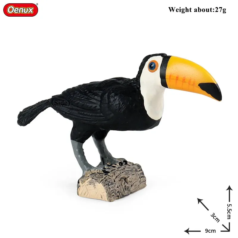 Oenux Classic Bird Animal Flamingos Parrot Sea Mew Peacock Owl Ostrich Model Solid PVC Action Figures Miniature Education Toy