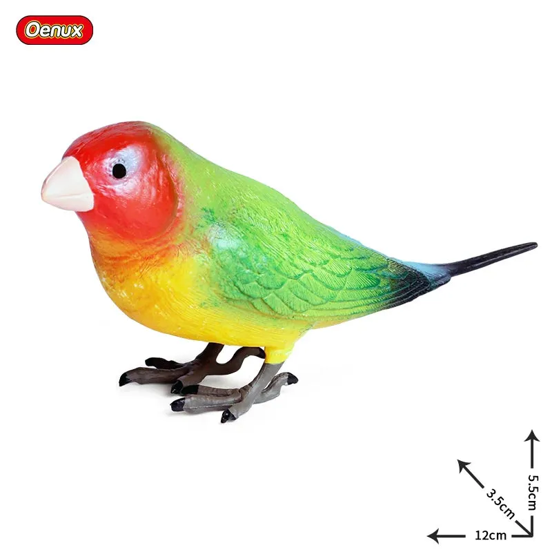 Oenux Classic Bird Animal Flamingos Parrot Sea Mew Peacock Owl Ostrich Model Solid PVC Action Figures Miniature Education Toy