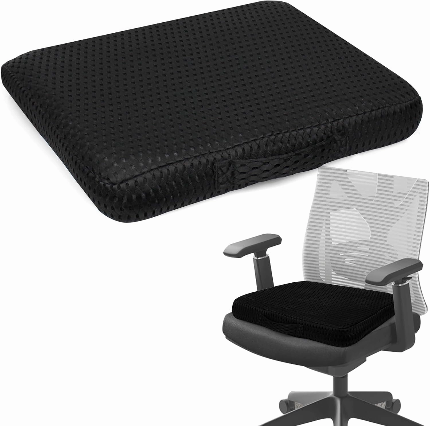 Office Seat Cushion-Anti-Slip Bottom Seat Pad Cushions for Wheelchair, Car, Stadium Seats (Black)