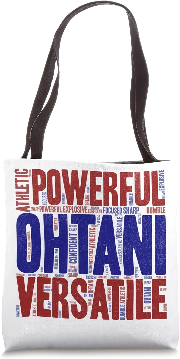 Ohtani Powerful Versatile Graphic T - Word Art Tee Tote Bag