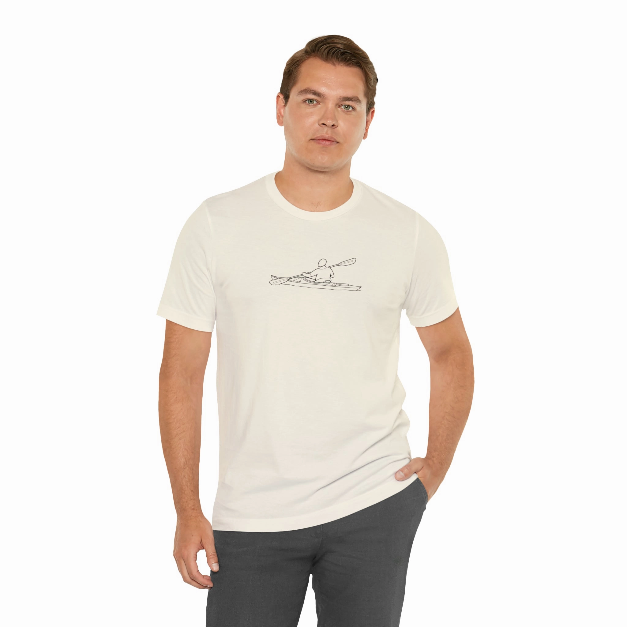 Okauchee Lake, Kayak - Unisex Lightweight Short Sleeve Tee
