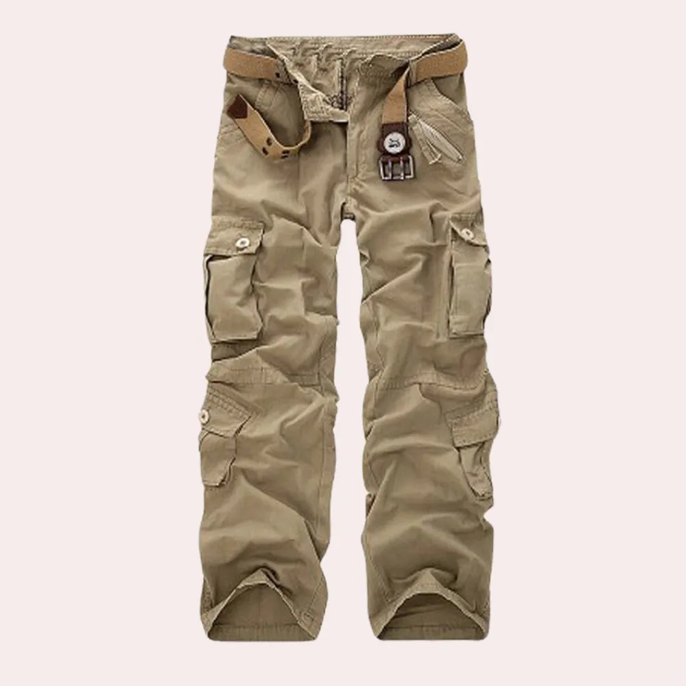 Olive Green Men's Lightweight Cargo Shorts - Durable Cotton, Pockets