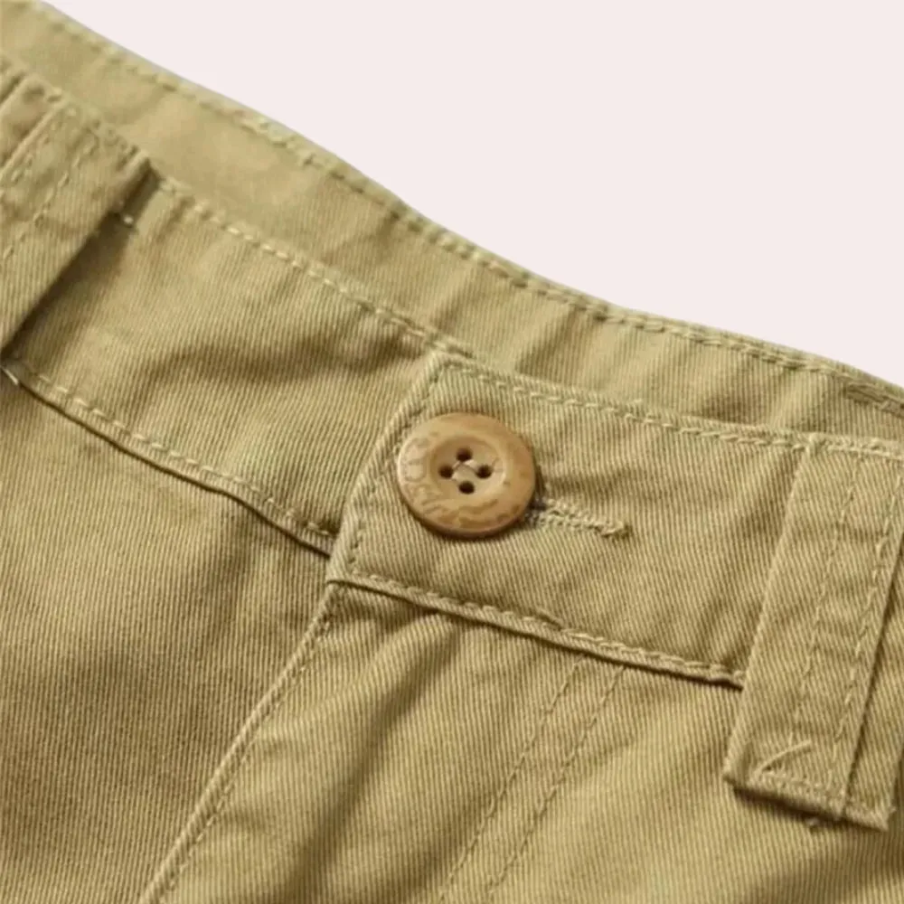 Olive Green Men's Lightweight Cargo Shorts - Durable Cotton, Pockets