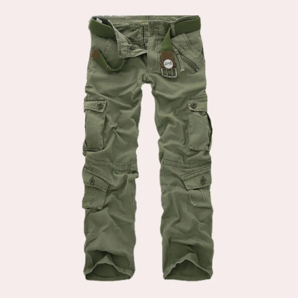 Olive Green Men's Lightweight Cargo Shorts - Durable Cotton, Pockets