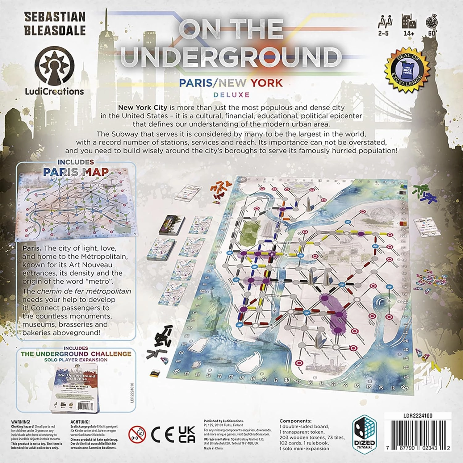 On The Underground: Paris/New York Deluxe Edition - Train Route Building, Strategy Board Game, City Maps, Ages 14 , 2-5 Players, 60 Min