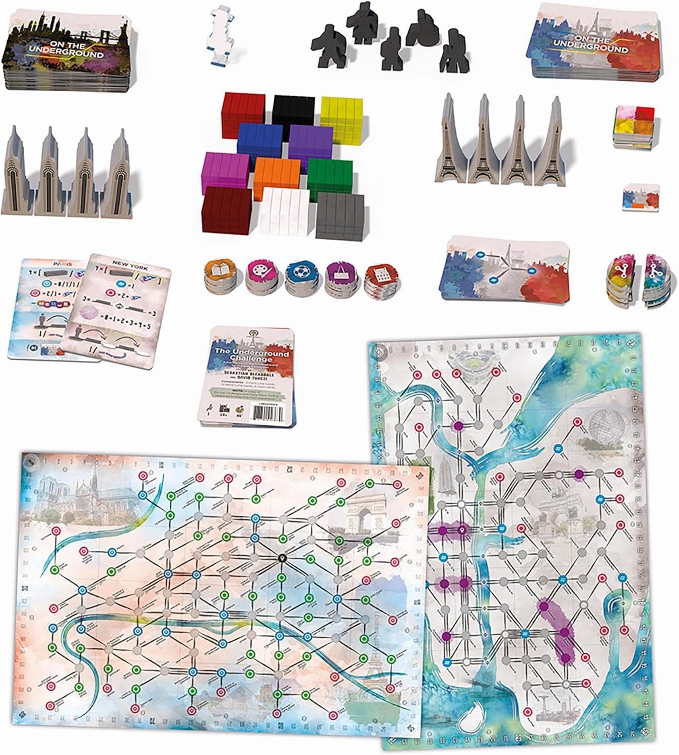 On The Underground: Paris/New York Deluxe Edition - Train Route Building, Strategy Board Game, City Maps, Ages 14 , 2-5 Players, 60 Min