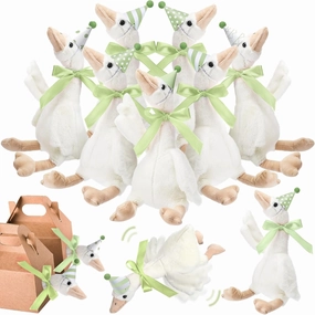 One Silly Goose Party Favors Stuffed Animal Plush Toy and Mini Birthday Party Hats with Ribbon Bow
