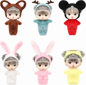 ONEST 6 Sets 4 Inch Dolls Cute Girl Doll Include 6 Pieces Girl Mini Dolls, 6 Sets Handmade Doll Clothes