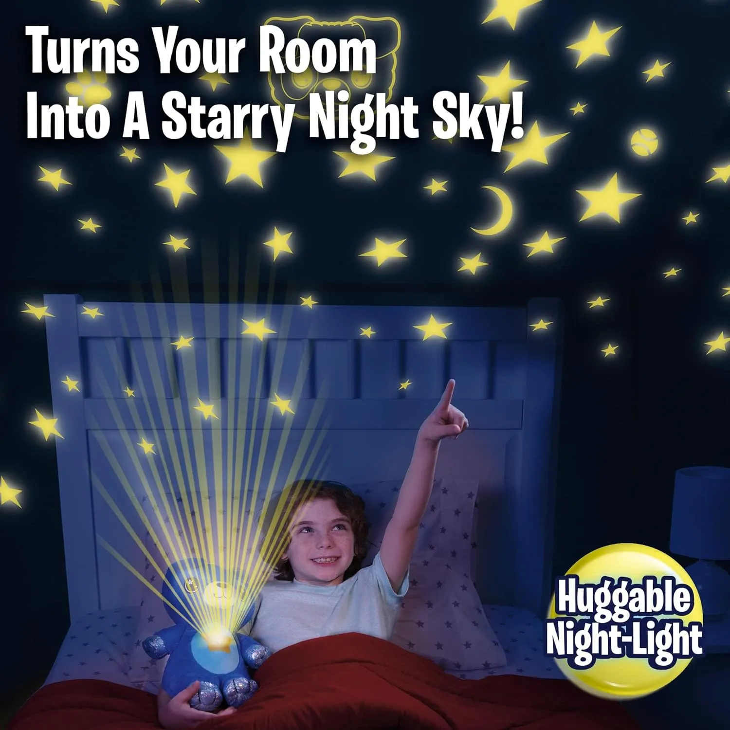 Ontel Star Belly Dream Lites, Stuffed Animal Night Light, Cuddly Blue Puppy - Projects Glowing Stars & Shapes in 6 Gentle Colors, As Seen on TV
