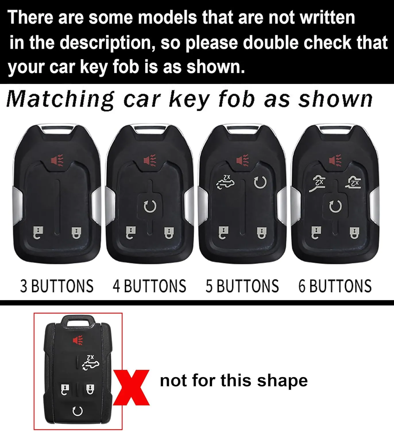 ontto 3-Button Carbon Texture Car Key Cover Fit for Chevy Silverado 1500 2500HD 3500HD Tahoe Suburban,Key Bag with Keychain Fit for GMC Sierra 1500 2500HD 3500HD Yukon Acadia Terrain,Black