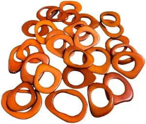 Orange tagua Donuts, Hoops, Rings. 20 Discs of tagua nut from Colombia. Size: 4x3 cm. Approx. Undrilled