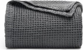 Organic Cotton Waffle Weave Blanket - Soft, Luxurious, Lightweight and Perfect Summer Twin XL Blanket - Versatile, Breathable, All-Natural, Toxic-Free Gray Twin Blanket- 68"x92" (Gray - Twin/Twin XL)