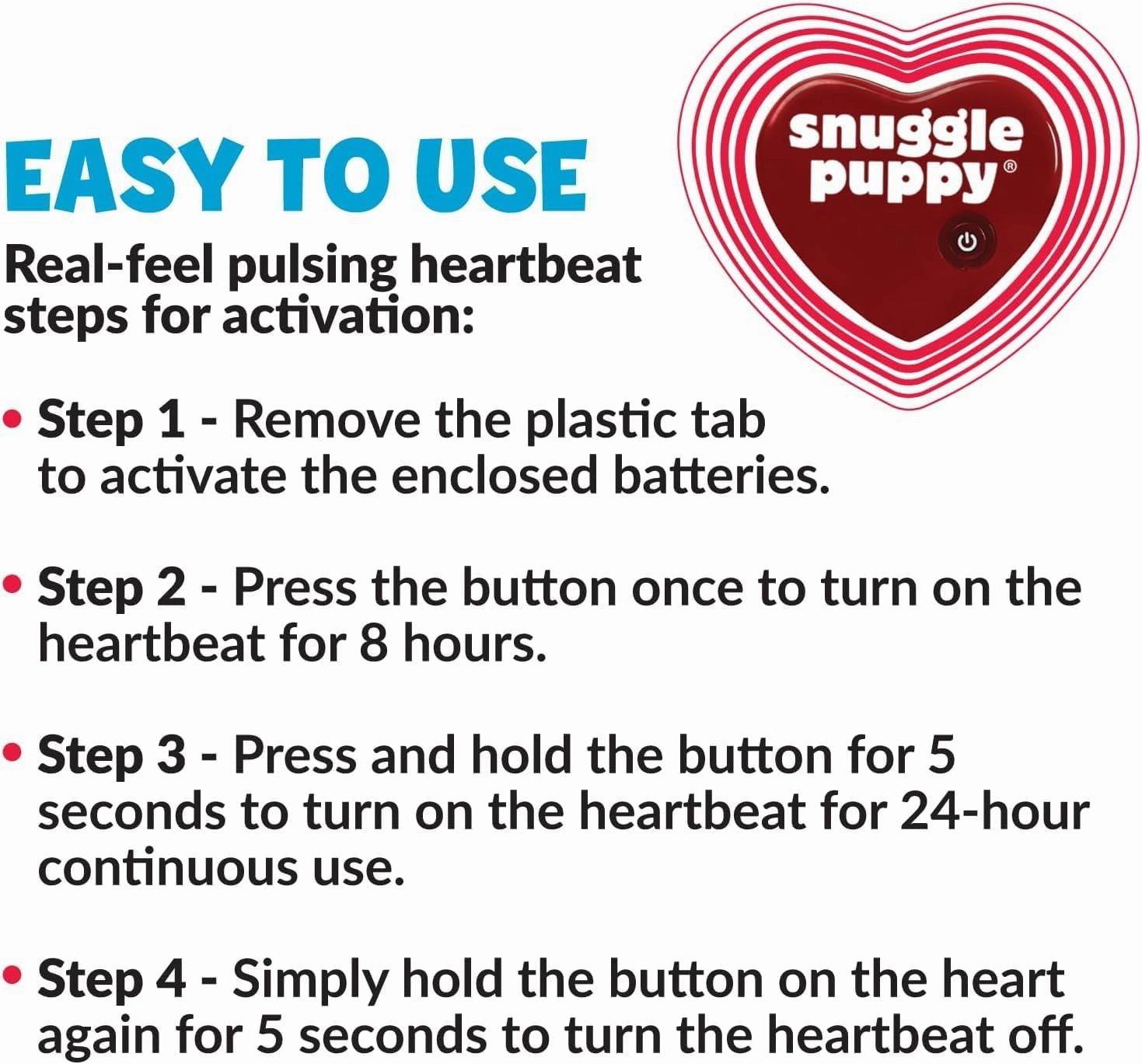 Original Snuggle Puppy Toys - Heartbeat Puppy for Dogs - Pet Anxiety Relief and Calming Aid - Comfort Dog Toys for Behavioral Training in Black