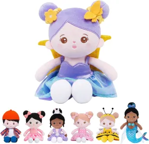 OUOZZZ 13" Soft Baby Doll Gift- Fairy Dolls My First Baby Doll for 1 Year Old Girl Birthday Gifts Plush Rag Toys Magic Wings Fairies for Toddlers Kids Infants