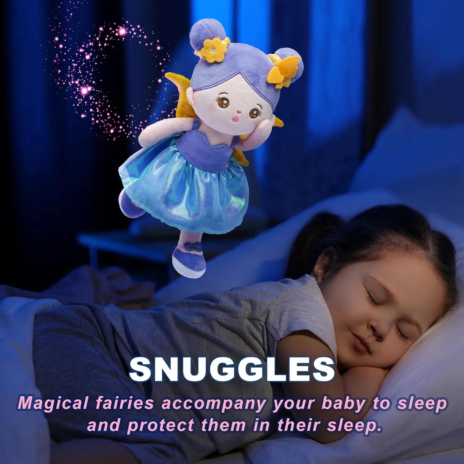 OUOZZZ 13" Soft Baby Doll Gift- Fairy Dolls My First Baby Doll for 1 Year Old Girl Birthday Gifts Plush Rag Toys Magic Wings Fairies for Toddlers Kids Infants