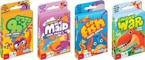 Outset Media Classroom Card Pack - Crazy 8's, Dinosaur Wars, Go Fish, Old Maid - 4 Complete Cards Game with Oversized Cards for Ages 4 and up