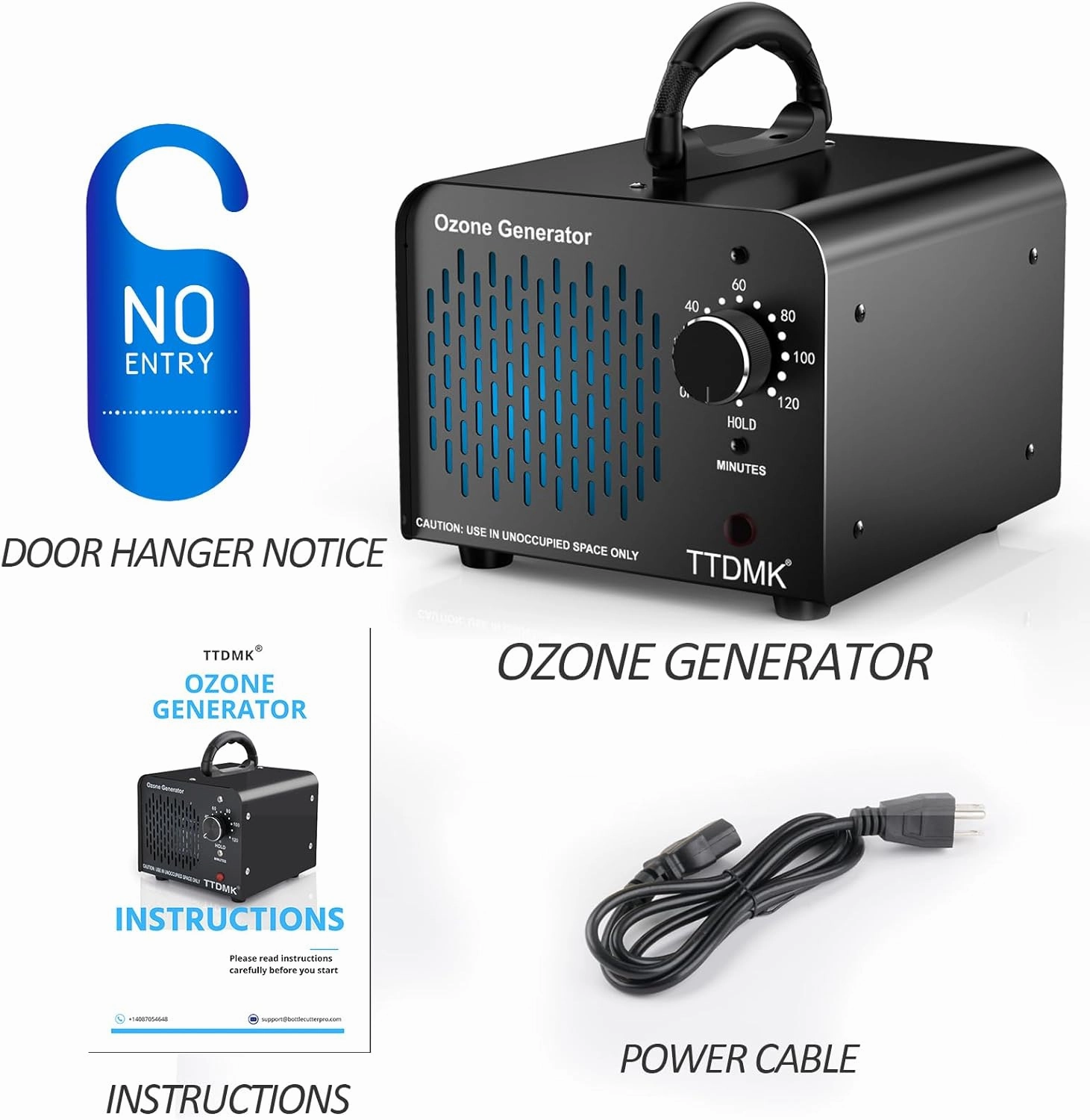 Ozone Generator 15,000mg/h, Commercial Ozone Machine Odor Removal, High Capacity Ozone Machine, Home Ozone Generator for Car, Home, Smoke, Pet, etc (Black) - by TTDMK
