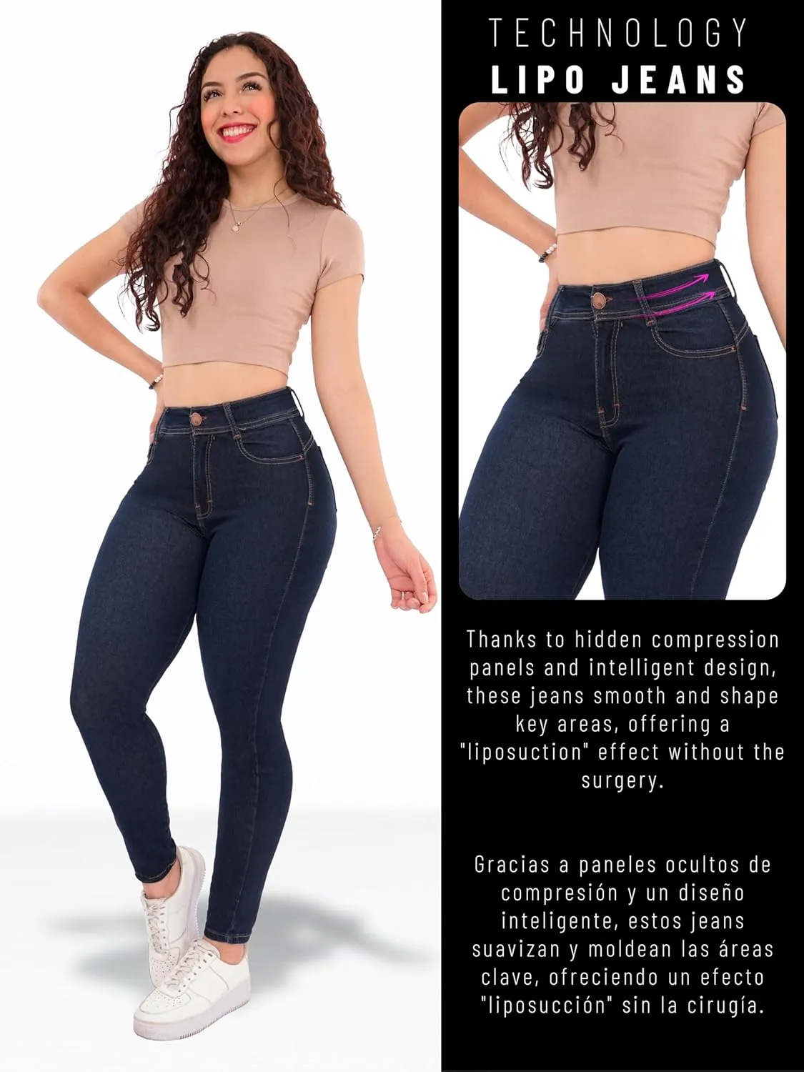Pantalones Colombianos Levanta Pompa | Butt Lifting Jeans | High Waisted Jeans for Women | Lipo Jeans