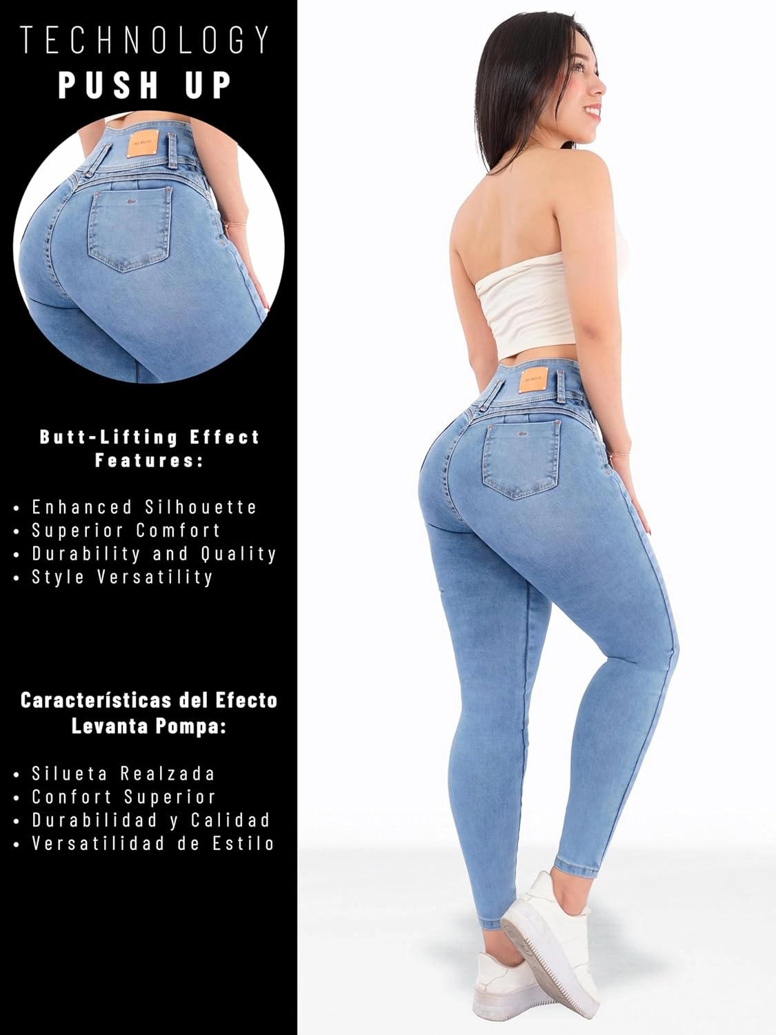 Pantalones Colombianos Levanta cola Butt Lifting Jeans High Waisted Jeans for Women Colombian Jeans