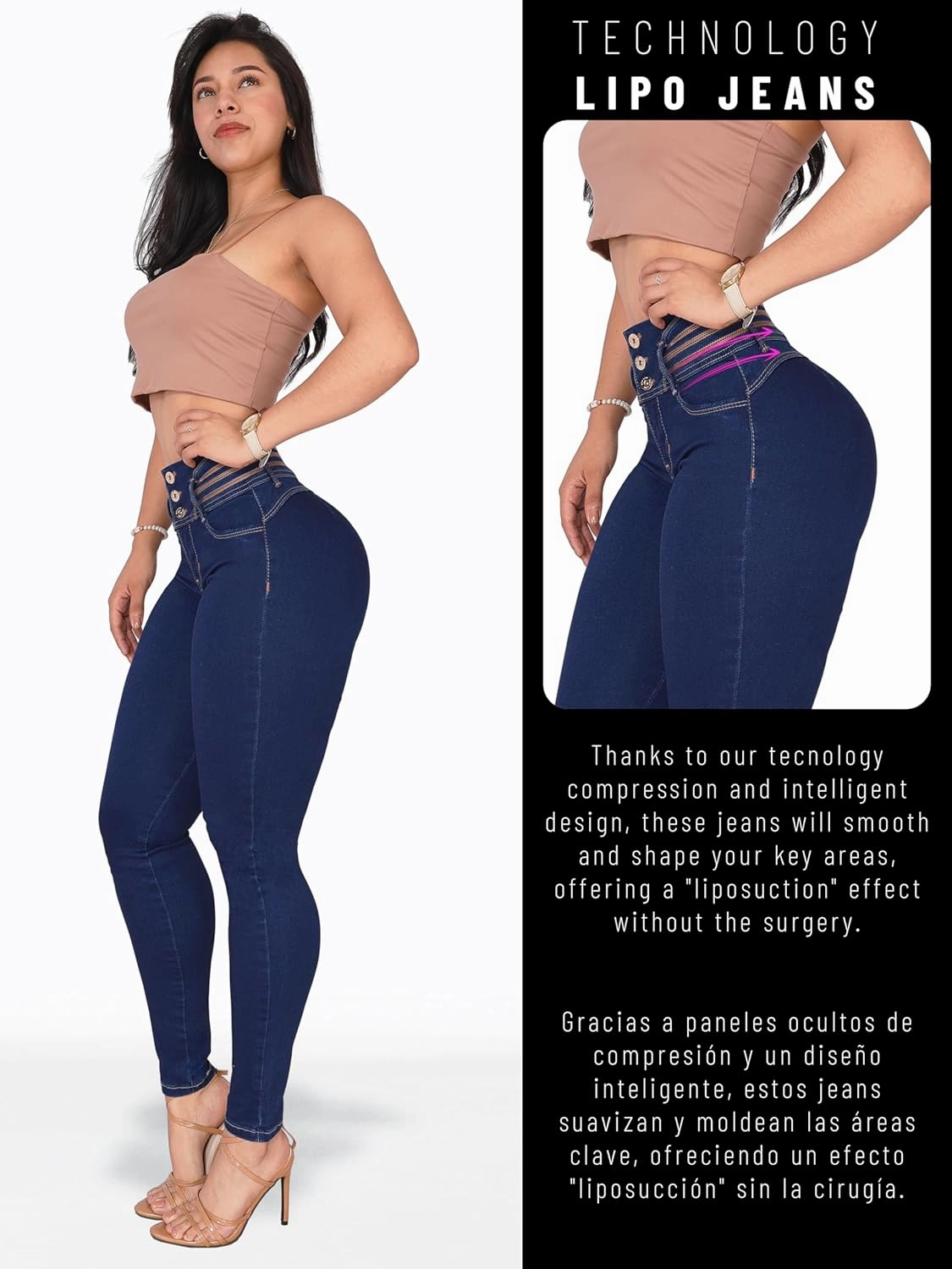 Pantalones Colombianos Levanta cola Butt Lifting Jeans High Waisted Jeans for Women Colombian Jeans