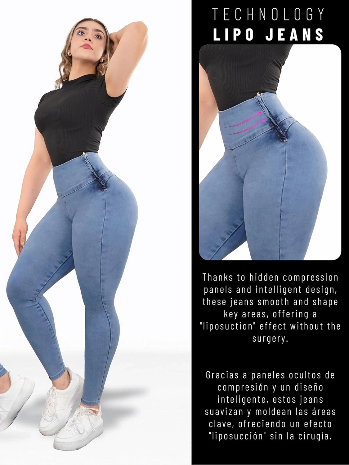 Pantalones Levanta Cola Colombian Butt Lifting High Waisted Jeans for Women