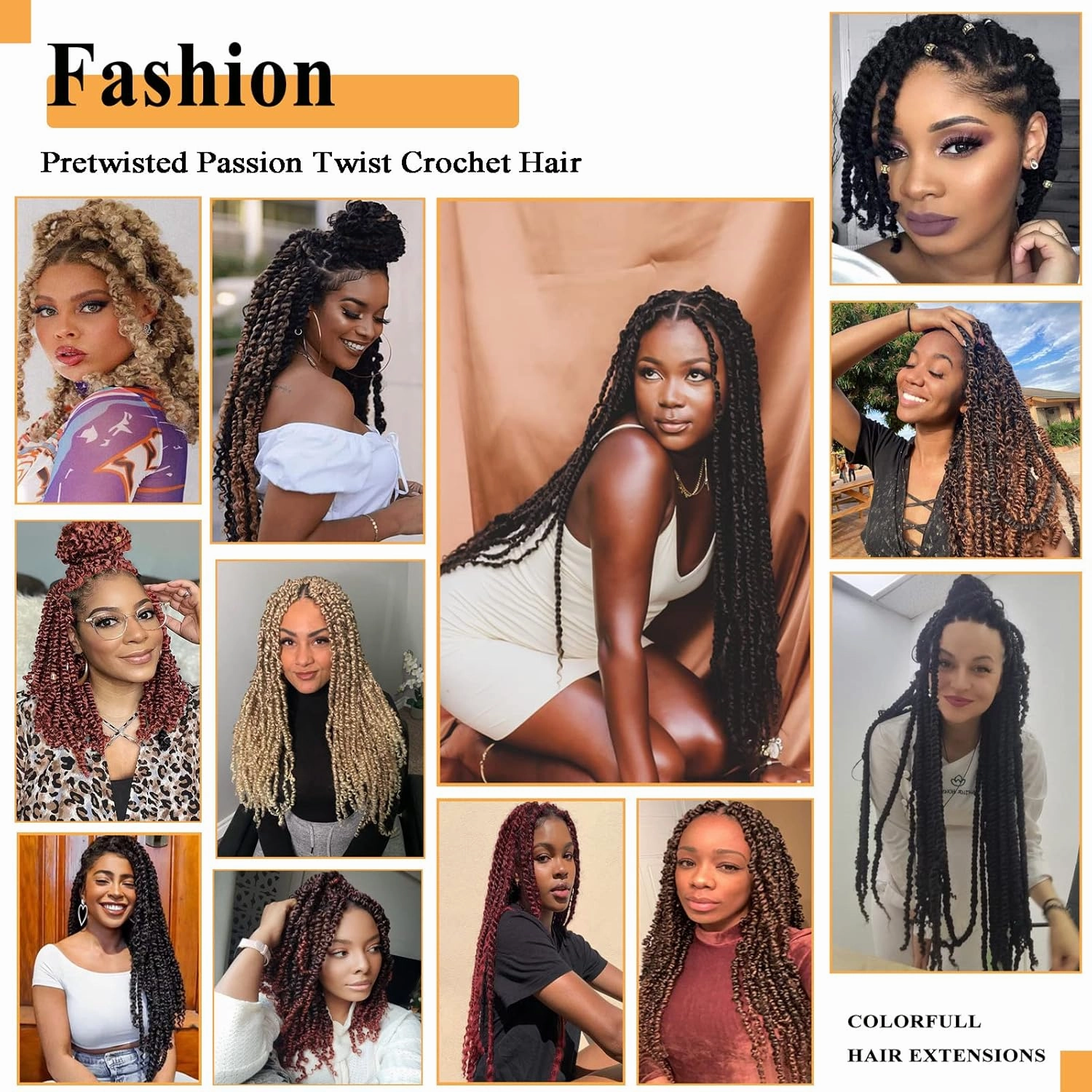 Passion Twist Hair 30 Inch Ginger Color Long Pre-twisted Passion Twists Crochet Hair Copper Red Pre-looped Curly Crochet Hair for Black Women (6Packs,350)