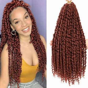 Passion Twist Hair 30 Inch Ginger Color Long Pre-twisted Passion Twists Crochet Hair Copper Red Pre-looped Curly Crochet Hair for Black Women (6Packs,350)