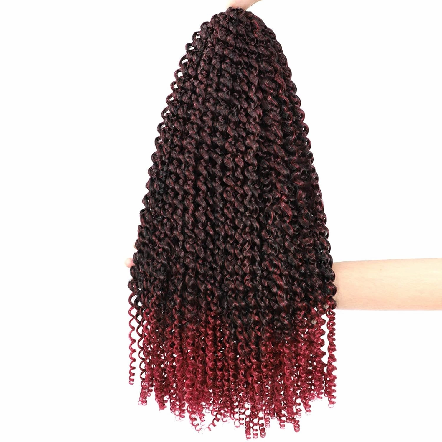 Passion Twist Hair Burgundy Red 18 Inch 8 Packs Passion Twist Crochet Hair Water Wave Braiding Hair Long Spring Twist Hair Crochet Braids Synthetic Hair Extension (18 Inch (Pack of 8), TBG)