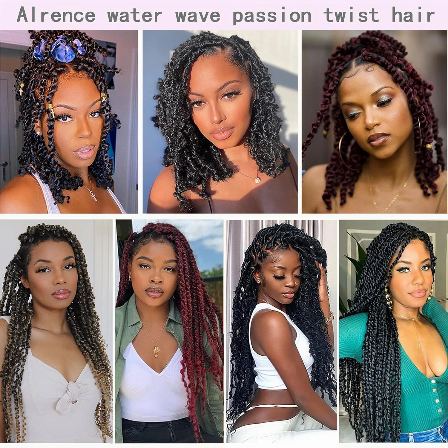 Passion Twist Hair Burgundy Red 18 Inch 8 Packs Passion Twist Crochet Hair Water Wave Braiding Hair Long Spring Twist Hair Crochet Braids Synthetic Hair Extension (18 Inch (Pack of 8), TBG)