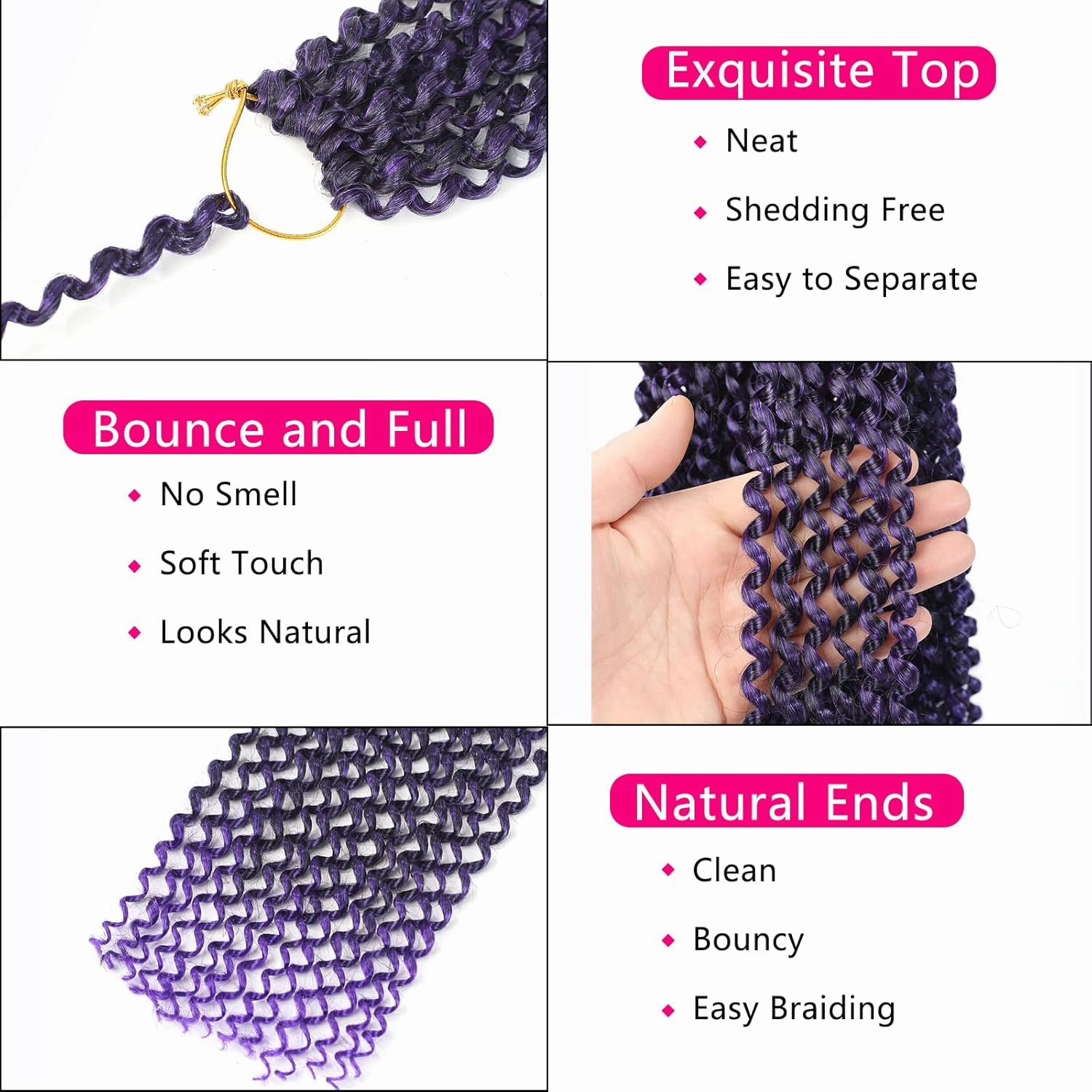 Passion Twist Hair Purple,14 Inch 7 Packs Passion Twist Braiding Hair,Water Wave Crochet Hair For Wrapping Passion Twists/Butterfly Locs/Spring Twist Crochet Braids Boho Crochet Hair(14in,1B/Purple#)