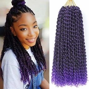 Passion Twist Hair Purple,14 Inch 7 Packs Passion Twist Braiding Hair,Water Wave Crochet Hair For Wrapping Passion Twists/Butterfly Locs/Spring Twist Crochet Braids Boho Crochet Hair(14in,1B/Purple#)