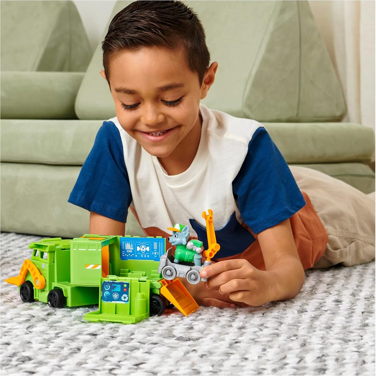 Paw Patrol, Big Truck Pup’s Rocky Transforming Toy Trucks with Collectible Action Figure, Kids Toys for Ages 3 and up