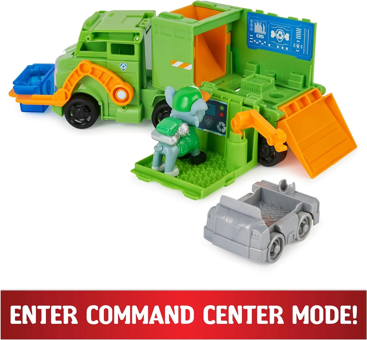 Paw Patrol, Big Truck Pup’s Rocky Transforming Toy Trucks with Collectible Action Figure, Kids Toys for Ages 3 and up