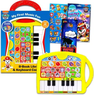 Paw Patrol Sound Book Set - Bundle of Mini Piano, 8 Books, Play Pack, Stickers, More | Chase and Marshall Toy Instrument, Music, Keyboard for Toddlers