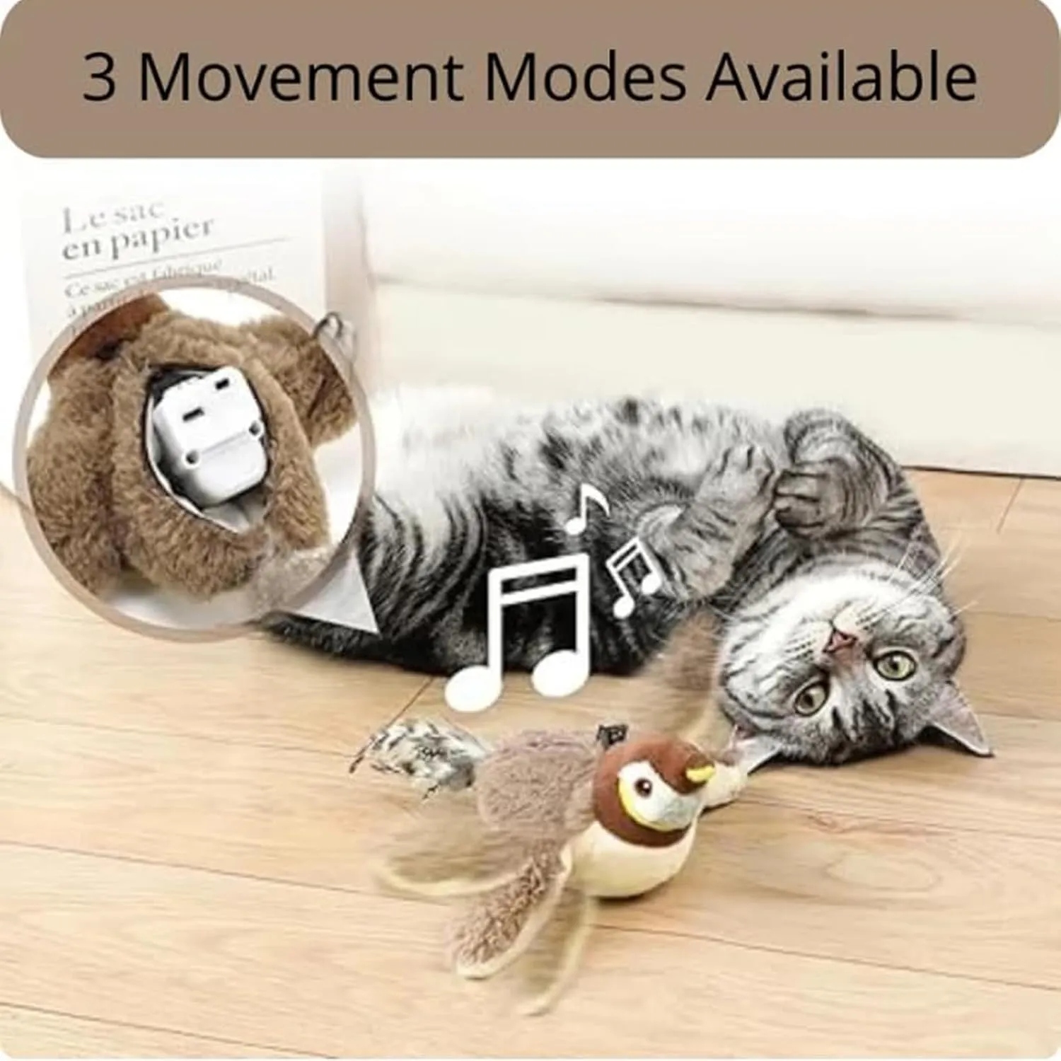 Pawterra Flapping Bird Cat Toy, Bird Toy That Chirps and Flaps, Chirping Birds Cat Toys Flapping Wings Flying, Flying Interactive Simulation Electric Sparrow Shaking Bird (2*Bluebird)
